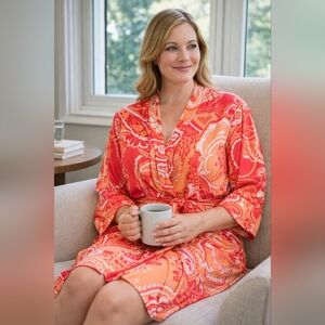 Linea Donatella Spring Wrap Robe With Attached Tie Size S/M